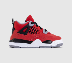 Jordan Kids 4 Retro Toddler Fire Red White Black Cement Grey, 7.5 infant