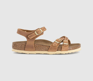 Birkenstock Womens Kumba Sandals Cognac Leather Brown, 6