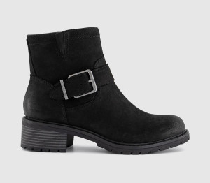 OFFICE Womens Avril Cleat Sole Buckle Boots Black Nubuck, 4