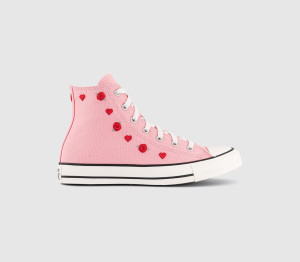 Converse Kids All Star Hi Jnr Trainers Pink Hearts Red, 5.5