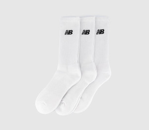 New Balance White Cotton Crew Socks, Size: M