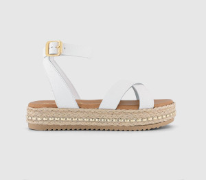 OFFICE Womens Sassy Cross Strap Espadrille Flatforms New White Leather, 8