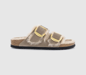 Birkenstock Womens Arizona Big Buckle Shearling Sandals Tobacco Brown, 7