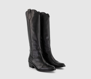 OFFICE Womens Kezia Heeled Western Knee Boots Black Leather, 8