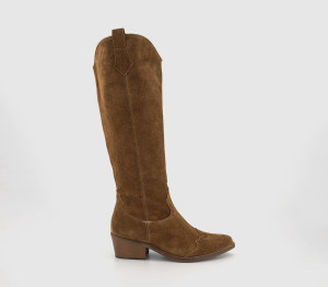 OFFICE Womens Kezia Heeled Western Knee Boots Tan Suede, 4