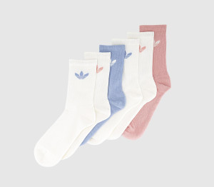 Adidas Crew Socks 6 Pack Chalk Blue Wonder Mauve Offwhite, L