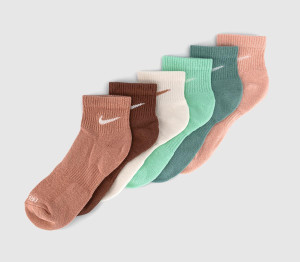 Nike Training Ankle Socks 6 Pairs Blue Neautral Brown, L