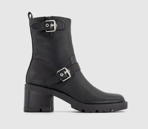 OFFICE Womens Affinity Cleated Sole Buckle Platform Boots Black Leather, 8
