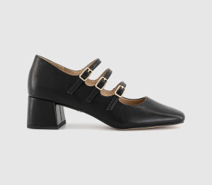 OFFICE Womens Marvellous Triple Stap Mary Jane Block Heels Black, 4