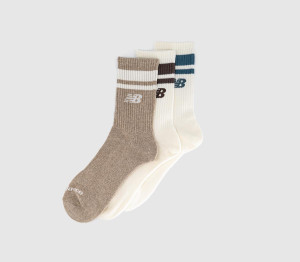New Balance Socks Nb Essentials Line Midcalf 3 Pairs Stone Chocolate Teal Stripe Brown, L