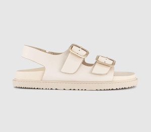 OFFICE Womens Sunny Double Buckle Strap Slingback Footb Sandalsed Off White, 4