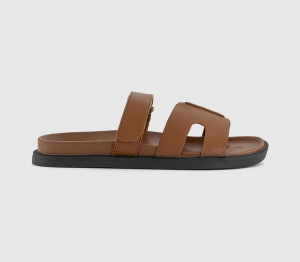 OFFICE Womens Serena Cut Out Two Strap Footbed Sandals Tan Brown, 6