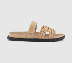OFFICE Womens Serena Cut Out Two Strap Footbed Sandals Beige Suede Natural, 9