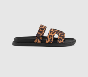 OFFICE Womens Serena Cut Out Two Strap Footbed Sandals Leopard Multi, 4