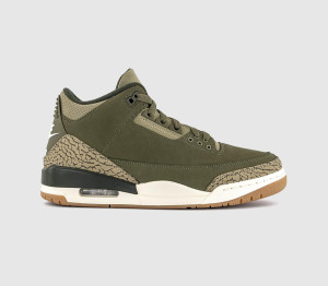 Jordan Mens Air 3 Retro Trainers Medium Olive Sequoia Neutral Olivesail Total Crim In Green, 8