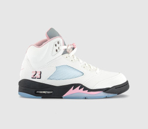 Jordan Mens Air 5 Retro Trainers White Med Soft Pink Black, 10