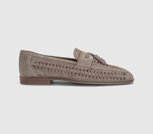 OFFICE Mens Clapham Tassel Woven Loafers Stone Suede Natural, 10
