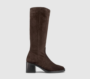 OFFICE Womens Karamel Knee High Block Heel Boots Brown Suede, 6