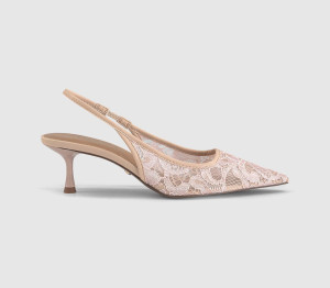 OFFICE Womens Madison Point Court Kitten Heels Pink Lace, 6