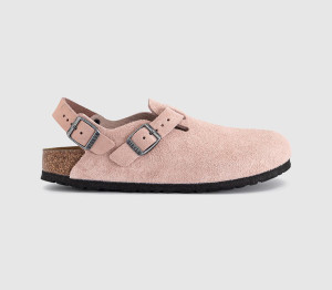 Birkenstock Womens Tokio Clogs Pink Clay Suede, 4