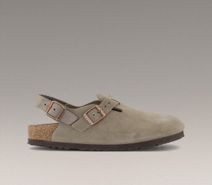 Birkenstock Womens Tokio Clogs Taupe Suede Natural, 7