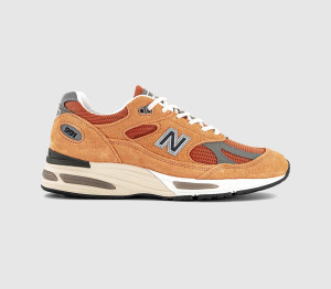New Balance Kids 991v2 Made in UK Trainers Orange In Red, 4.5