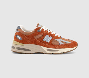 New Balance 991v2 Trainers Potters Clay Raw Sienna Harbor Mist In Red, 8