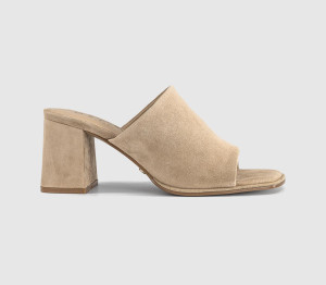 OFFICE Womens Monroe Block Heel Mules Taupe Suede Natural, 8