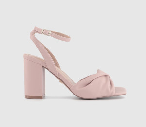 OFFICE Womens Hallow Soft Twist Front Block Heels Pale Pink, 4