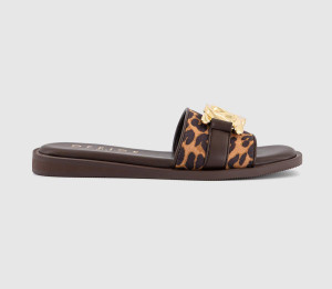 OFFICE Womens Society Raffia Chain Detail Slides Leopard Multi, 3