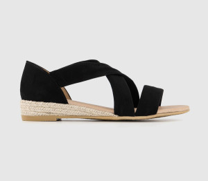 OFFICE Girls Black & Beige Suede Hallie Cross Strap Espadrille Sandals, Size: 4