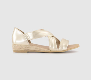 OFFICE Womens Hallie Cross Strap Espadrille Sandals Gold Leather, 3