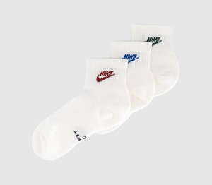Nike Training Ankle Socks 3 Pairs Off White Grey Charcoal, L