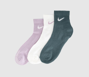 Nike Training Ankle Socks 3 Pairs Pink Green, S