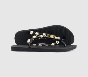 Havaianas Womens Slim Stylish Flip Flops Black, 6/7