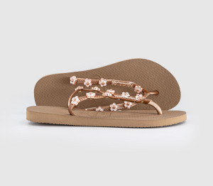 Havaianas Womens Slim Stylish Flip Flops Rose Gold Multi, 5