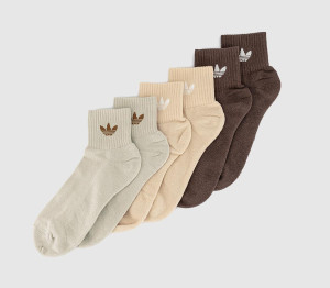 Adidas Brown, Grey & Beige Mid Ankle Crew Socks 6 Pack, Size: L