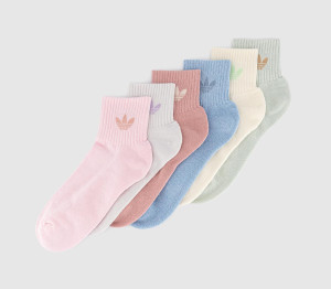 adidas Green, Blue & Pink Fabric Mid Ankle Crew Socks 6 Pack, Size: M