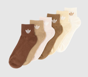 Adidas Mid Ankle Crew Socks 6 Pack Cream White Wonder Quartz Sand Strata Natural, S