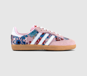 Adidas Kids x Liberty London Samba OG Youth Trainers Clear Pink White, 12 Youth
