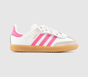 Adidas Samba OG Infant Trainers White Lucid Pink Gum, 4infant