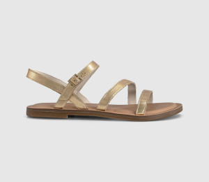 TOMS Womens Kira Sandals Light Gold Metallic Leather Multi, 4