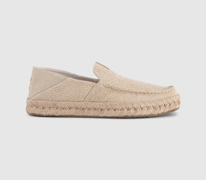 TOMS Mens Alonso Rope Loafers Natural Undyed Heritage Canvas Suede, 6