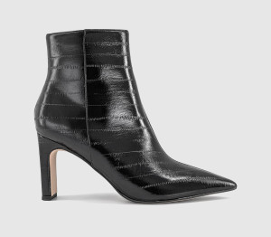 OFFICE Womens Adele Slim Heel Ankle Boots Black Emboss, 7
