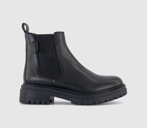 OFFICE Womens Angelica Cleated Chelsea Boots Black Leather, 8