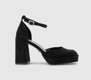 OFFICE Womens Hey Day Two Part Embellished Buckle Platform Black, 4