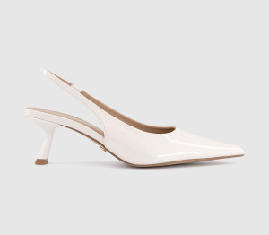 OFFICE Womens Million Slingback Court Kitten Heels Cream Patent White, 3