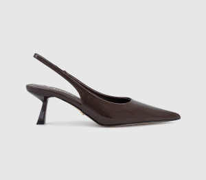 OFFICE Womens Million Slingback Kitten Heels Brown Patent, 9