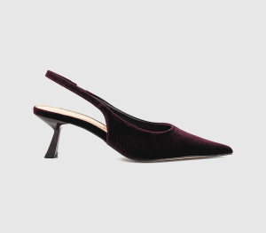 OFFICE Womens Million Slingback Kitten Heels Burgundy Velvet Red, 4
