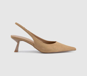 OFFICE Womens Million Slingback Kitten Heels Taupe Faux Suede Natural, 6
